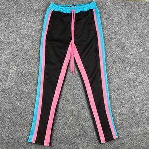 Rebel Minds Track Pants Womens Size M Black Pink Blue Colorblock Jogger Casual